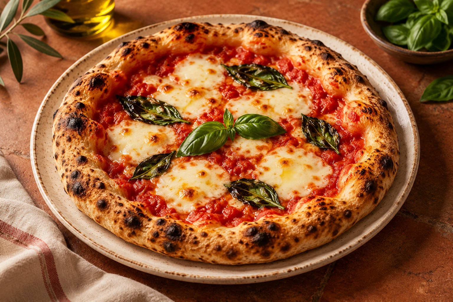 Pizza Margherita mit Basilikum – Beispielgericht